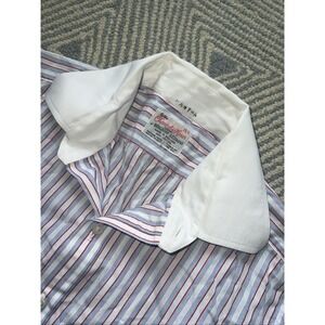 Turnbull & Asser Long Sleeve French‎ Cuff Button Shirt - White/Blue/Red 15.5